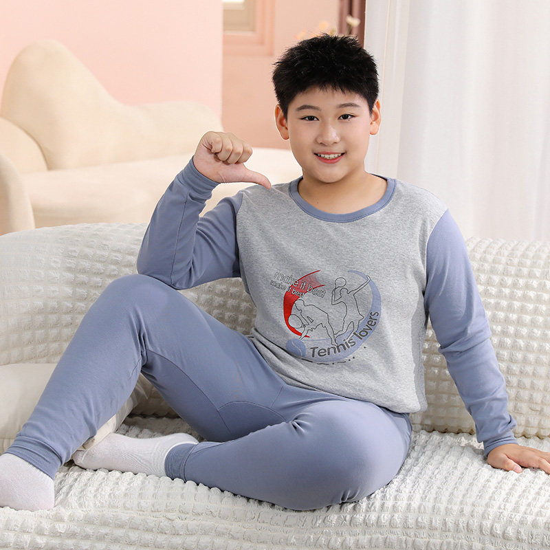 胖宝宝纯棉秋衣秋裤套装男中大童青少年保暖内衣加肥加大码薄款