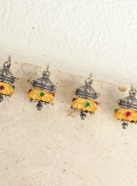 红绿宝双色吉祥宝伞吊坠S925纯银