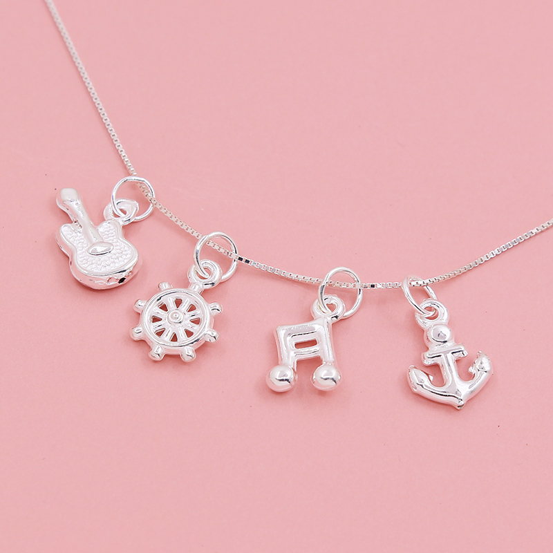 diy纯银立体音符挂件串珠小吊坠