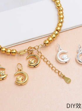 纯银中秋玉兔小挂坠本命兔