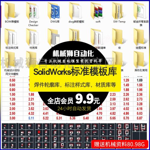 标准模板库 工程图 材料明细表 焊接型材 SW设计库 SW模板材质库