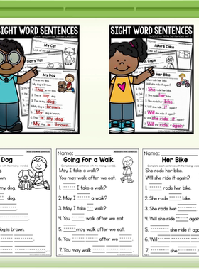 高频词填空阅读理解作业纸小学英语sightword句子短文练习电子版