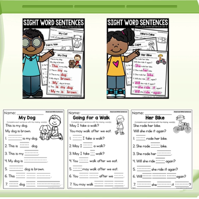 高频词填空阅读理解作业纸小学英语sightword句子短文练习电子版