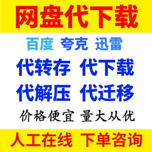 百度夸克迅雷阿网盘代下载人工不限速转存解压迁移文件资料服务