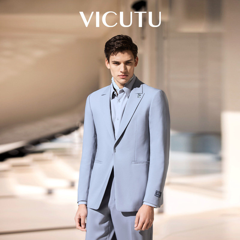 VICUTU威可多西服外套男100%羊毛时尚蓝灰色商务通勤西装上衣,男装,西服,淘宝优惠券,粉丝福利购,淘宝优惠卷