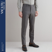 威可多男士 直筒宽松裤 装 纯羊毛商务职场正装 子男 西裤 VICUTU