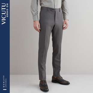 威可多男士 直筒宽松裤 装 纯羊毛商务职场正装 子男 西裤 VICUTU
