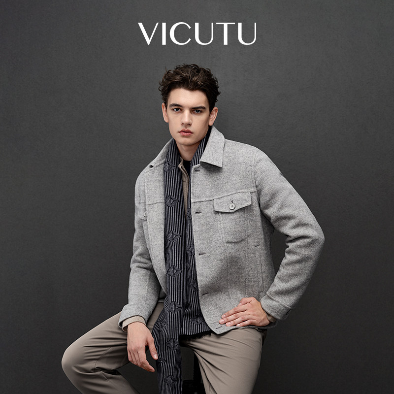 【反季清仓】VICUTU威可多男士商务百搭羊毛双面呢子夹克外套