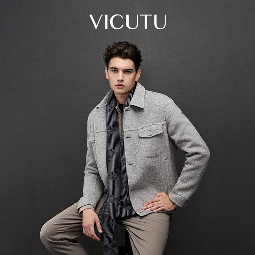 【反季清仓】VICUTU威可多男士商务百搭羊毛双面呢子夹克外套