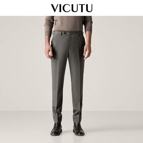 VICUTU男士纯羊毛修身商务西裤