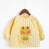 儿童长袖 格子反穿衣男女春秋冬防水罩衣宝宝饭衣幼儿园婴儿围兜新