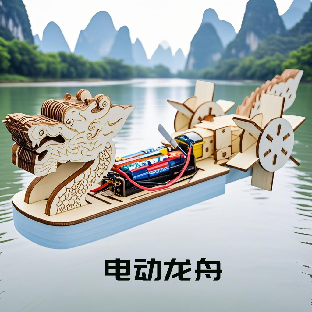 儿童stem电动龙舟手工制作材料包
