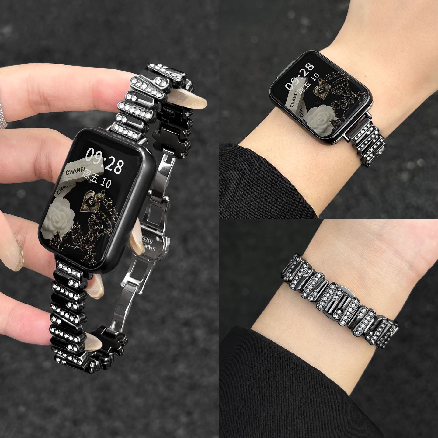 金属不规则满钻手表链psnld