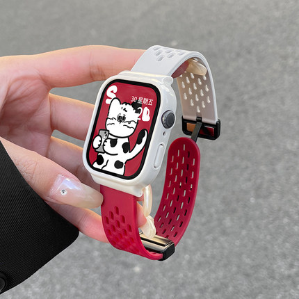 psnld适用华为手表fit3表带新款fit4网洞硅胶磁吸华为watchfit2运动fit1智能fitnew表带秋冬女生电子手表配件
