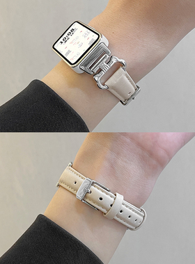 psnld适用华为手环10/9表带新款猫耳华为手环8表带运动小蛮腰皮质band7智能6pro荣耀手环9腕带秋冬女生ins风