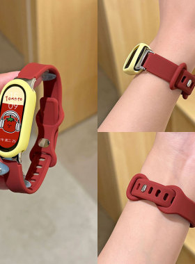 适用小米手环8/7nfc版表带小米10/9女生夏天小米手环6/5/4/3腕带三四五六七八代表带反扣硅胶智能运动手表带