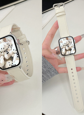 psnld适用红米手表watch4/5/6表带秋冬新款小米Redmi3/2/1女皮质小米手环8pro表带小米9pro红米智能运动表链