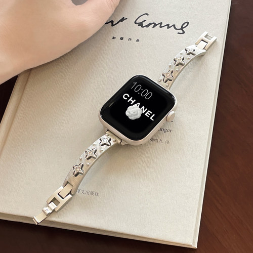 适用苹果手表10表带新款金属applewatch9/8表链布契拉提手镯s7夏天s6女生iwatchse手表带高级时尚ultra2表壳