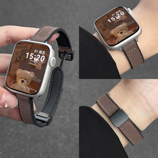 适用红米watch6表带疯马皮小米watch5/4手表带磁吸小米手环9pro表带硅胶8pro智能运动女生柔软防水redmi6腕带