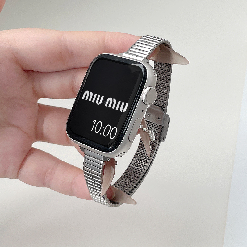 适用vivowatchgt手表带女士新款金属vivowatch3/2/1智能运动手表表链iQOOWATCHGT小蛮腰竹节卡扣腕带夏天高级