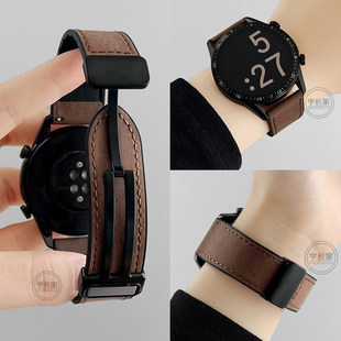 适用小米watchs5表带疯马皮磁吸小米手表s4专用新款 高端 watchs3智能运动手表链color2真皮腕表带高级感男款