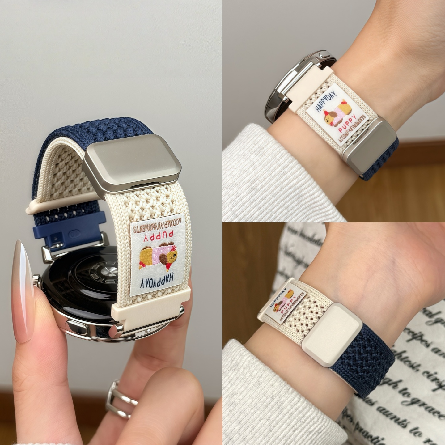 适用oppo手表带watchx2mini女款表链watch4pro磁吸运动X2腊肠小狗OPPO智能手表watch3/2/1夏天男士se编织