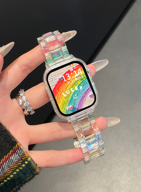 适用于华为手表fit3表带创意fit4新款炫彩三株树脂华为watch fit2智能fit运动表带女生fit new高颜值时尚表链