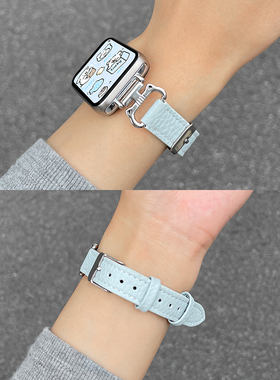 psnld适用小米手环9pro表带猫耳荔枝纹皮质小米8pro运动腕带女生7pro创意新款红米watch6/5/4表带秋冬时尚nfc