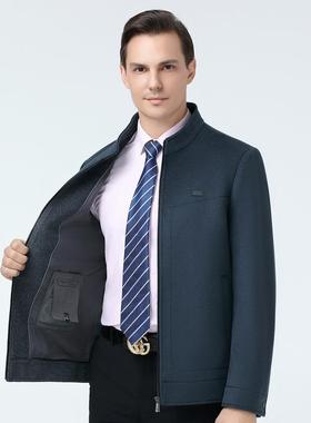 茄新款秋冬J88111-4男式羊毛呢克青中年男士夹立领短厚款羊绒克款