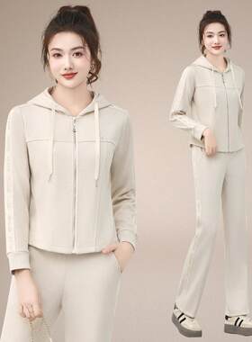 品82226261牌运动服套装跑女帽春秋季新款大码宽松连两卫衣休闲步