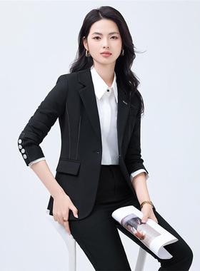 色西装套装女新款感设YXM-8115计业小众韩版修身显瘦正装职西蓝服