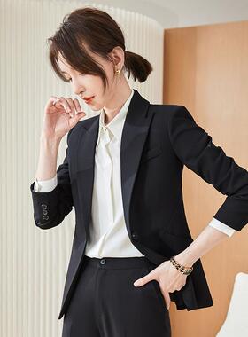 高端职业套装女春秋酒蓝色西装店主管作气质公工务员面JY6281试装