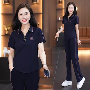 休闲运动套行装女季新款高档品长牌今年9057740流冰夏丝短袖袖两