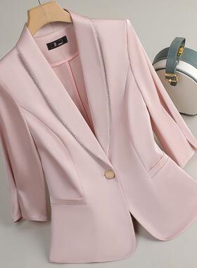 黑色西小装外套女春季新款七分尚袖GDX-1622通勤个子气质款收腰短