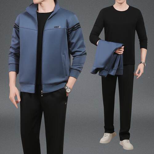 春袖秋季休士96955238运动闲套装长领显男瘦健身房跑步训练服百搭