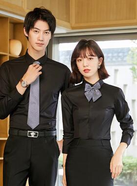 藏青色长袖衬企业公司员工衣衫作工服职业衬售楼AL-64278销售商务