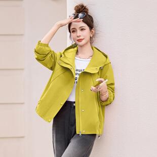 短款工装风衣ZLIANG25女子早秋新款长连外套时尚小个百搭袖夹克帽