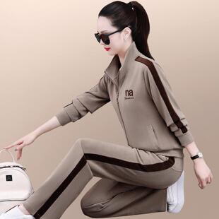 春季套装女新款7648605时尚减洋气妈质龄妈女步士休闲跑两件套