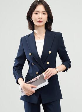 高级感排扣长小西装领外套女裤秋子两件YR6316+S套装冬季新袖款通