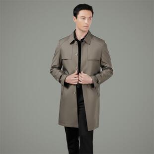 高级风感中年男2025-KJ士衣秋新品中长纯休色闲外套宽松夹款克衫