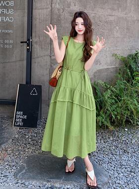 绿色美小清新温柔系带收腰连甜衣女年夏季c295-88新款初恋仙女裙