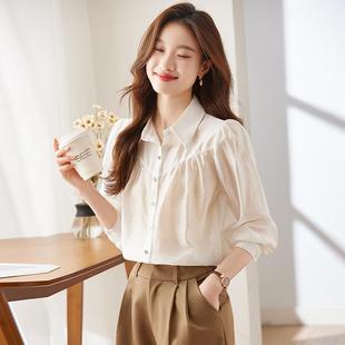 高端长衬衫领女翻职业XTYQ6--Q工作袖装女衬衣公务员教师面试淑衬
