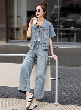 夏短袖牛仔套外ZXIN5879套九分裤装女季款小个子时尚新洋气龄两件