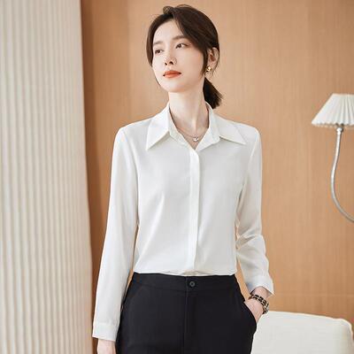 黑色打衬女秋衣冬长袖上班面试正装宽松衫显JY-8286-瘦底衫气质上