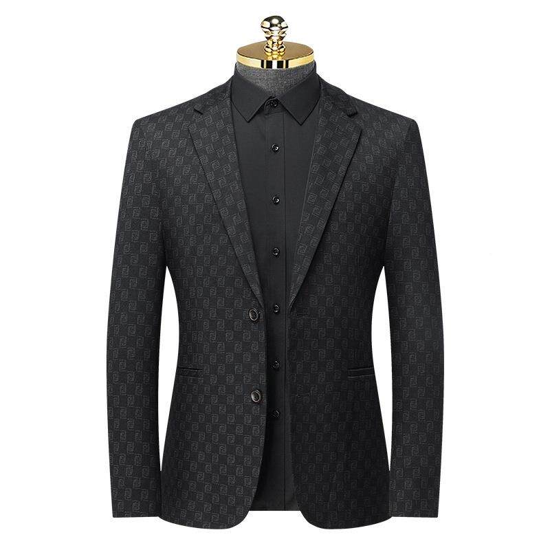 秋冬新男士西装中服青款年男装韩版休套闲潮流修身1205-L黑花西外