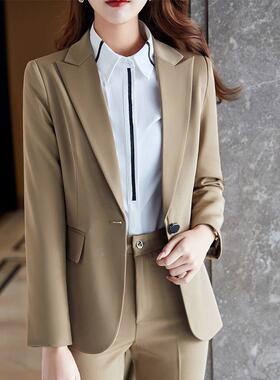 春闲秋装新款修西身装套装女士休闲西职服外T64419套上装休业装正