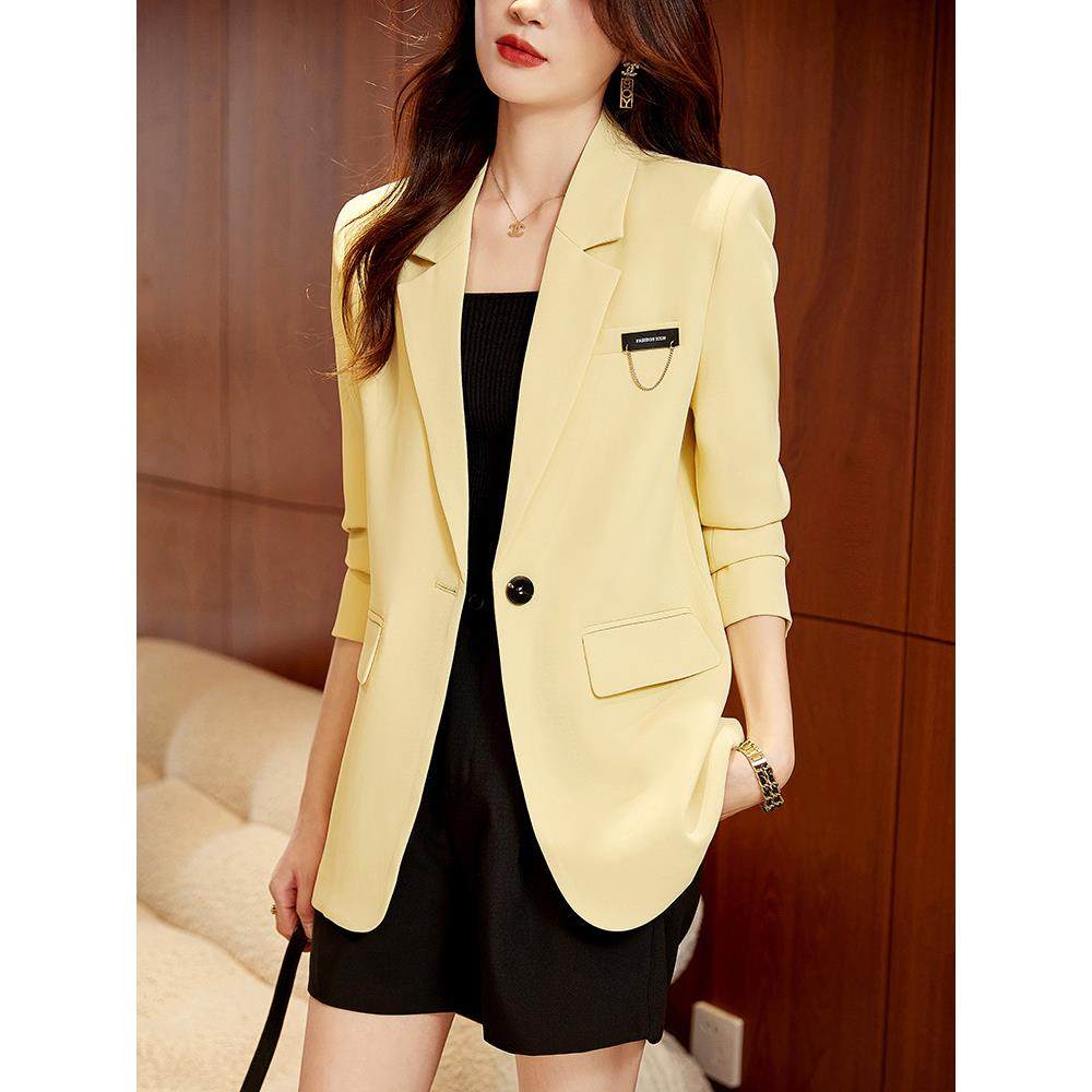 黄色西装上叉外套春秋新款高级女感宽AL702339松气质休闲后开小西,女装/女士精品,西装,淘宝优惠券,粉丝福利购,淘宝优惠卷