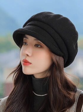 八角帽子女秋冬季护耳贝雷帽
