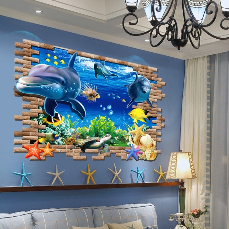 Ô¡ÊÒǽֽ×Ôճͼ°¸¿¨Í¨·ÀË®ÌùÖ½3dÁ¢Ì嵨°å×°Êλ·ç¾°ÊÒÄÚ´²Í·º£ëà
