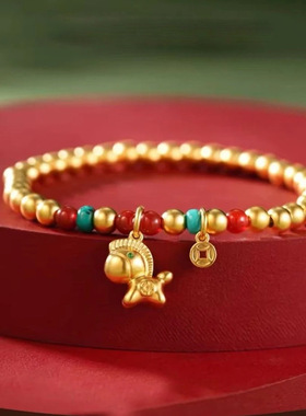 沙金新中式转运珠马上有钱手链